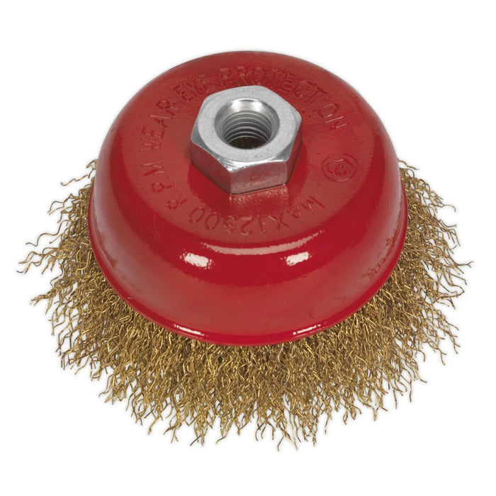 Sealey Brassed Steel Cup Brush 75mm M10 x 1.5mm CBC75 Sealey  - Dynamic Drive