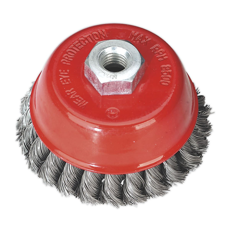 Sealey Twist Knot Wire Cup Brush100mm M14 x 2mm TKCB100 Sealey - Dynamic Drive