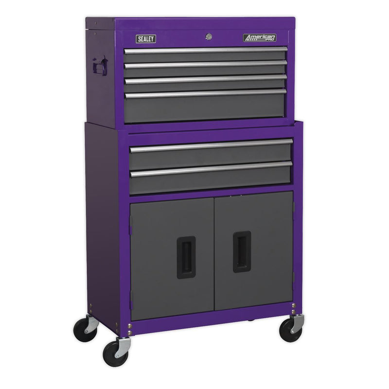 Sealey Topchest & Rollcab Combination 6 Drawer with Ball-Bearing Slides Purple/G Sealey - Dynamic Drive