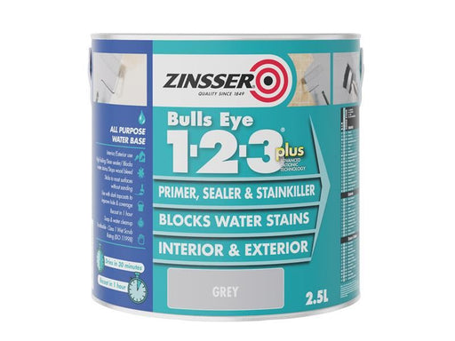 Zinsser Bulls Eye® 1-2-3 Plus Primer, Sealer & Stain Killer Grey 2.5 litre Zinsser - Dynamic Drive