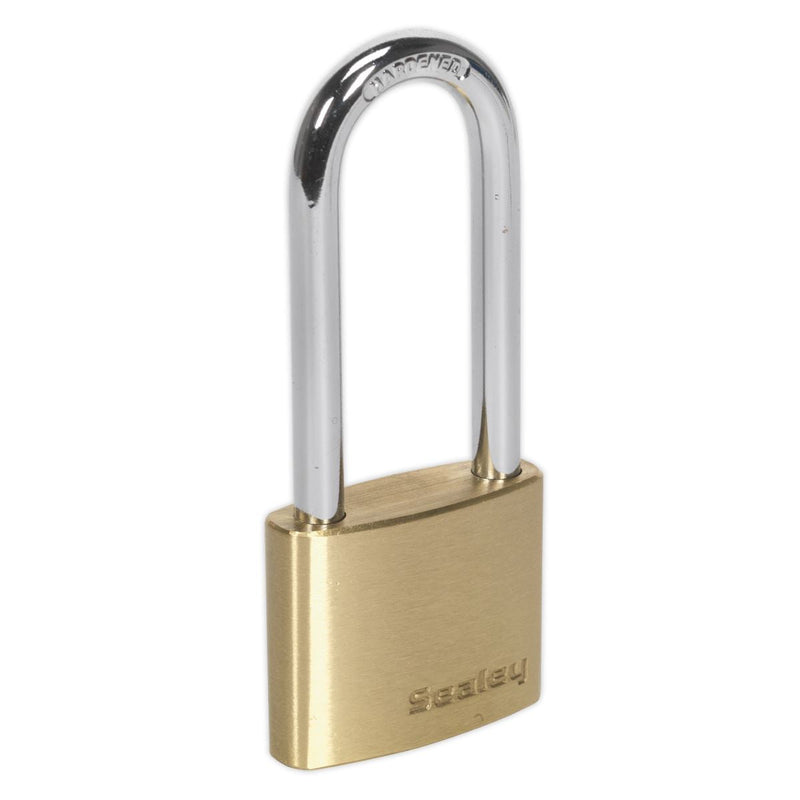 Sealey Brass Body Padlock Long Shackle 40mm Sealey - Dynamic Drive
