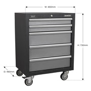 Sealey Modular 5 Drawer Mobile Cabinet 650mm APMS58 Sealey - Dynamic Drive