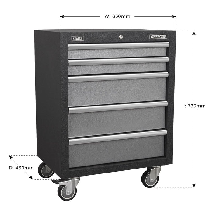 Sealey Modular 5 Drawer Mobile Cabinet 650mm APMS58 Sealey - Dynamic Drive