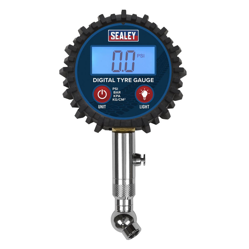 Sealey Digital Tyre Pressure Gauge with Swivel Head & Quick Release TST001 Sealey - Dynamic Drive