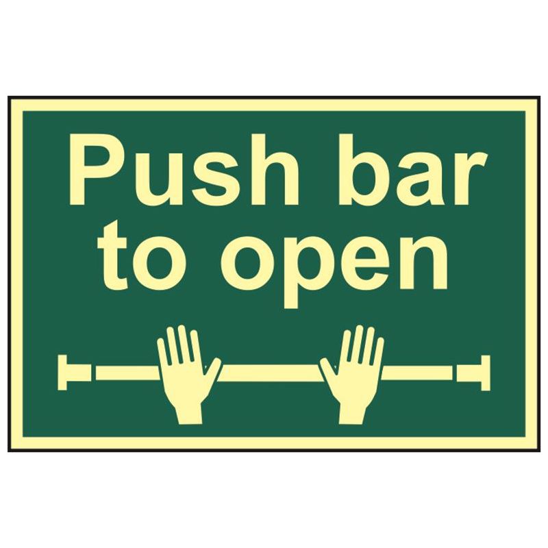 Scan Push Bar To Open - Photoluminescent 300 x 200mm Scan - Dynamic Drive