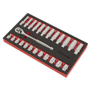 Sealey Ratchet Wrench & Socket Rail Set 25pc 3/8"Sq Drive AK66722 Sealey  - Dynamic Drive