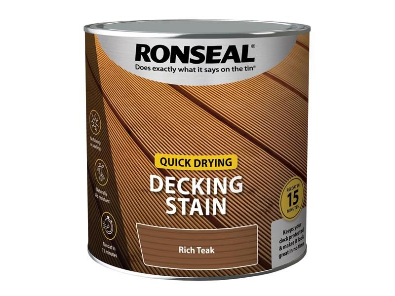 Ronseal Quick Drying Decking Stain Rich Teak 2.5 litre Ronseal - Dynamic Drive