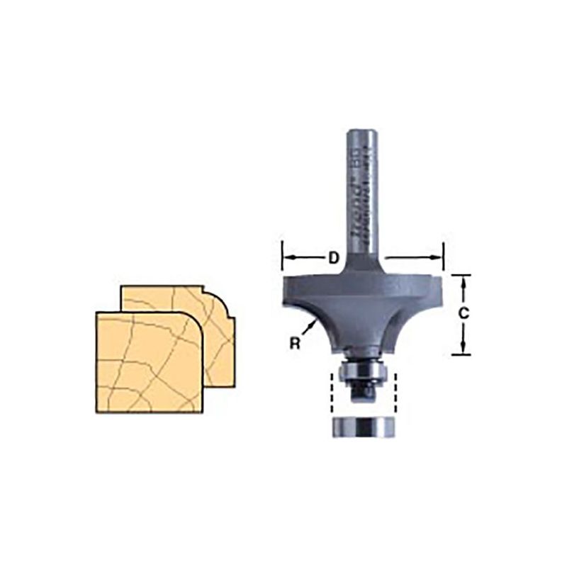 Trend 46/12 x 1/4 TCT Bearing Guided Ovolo & Round Over 4.8mm Radius Trend - Dynamic Drive