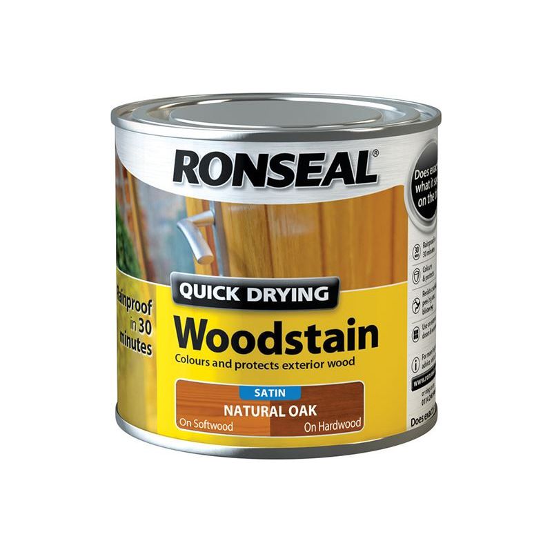 Ronseal Quick Drying Woodstain Satin Natural Oak 250ml Ronseal - Dynamic Drive
