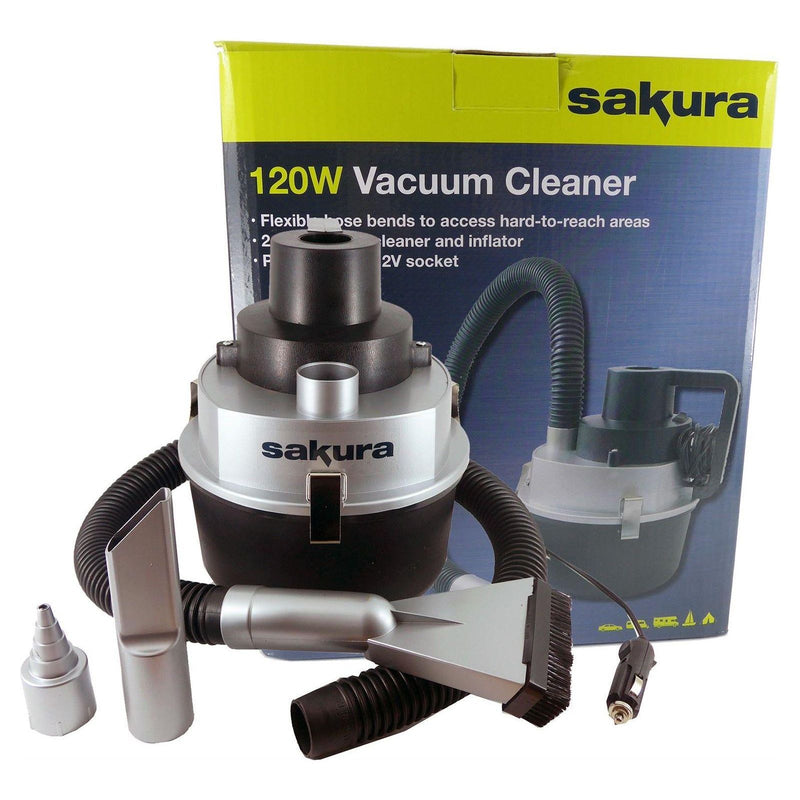 12v Sakura Wet Dry Vacuum Cleaner Hoover Portable Car Caravan Air Pump Inflator Sakura - Dynamic Drive