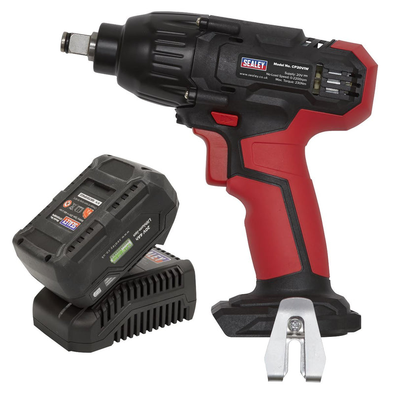 Sealey Impact Wrench Kit 1/2"Sq Drive 230Nm 20V 4Ah SV20 Series CP20VIWKIT1 Sealey - Dynamic Drive