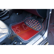 Shiney Red Metallic Checker Style Car Heavy Duty Black Rubber Set of 4 Mats Set Streetwize  - Dynamic Drive