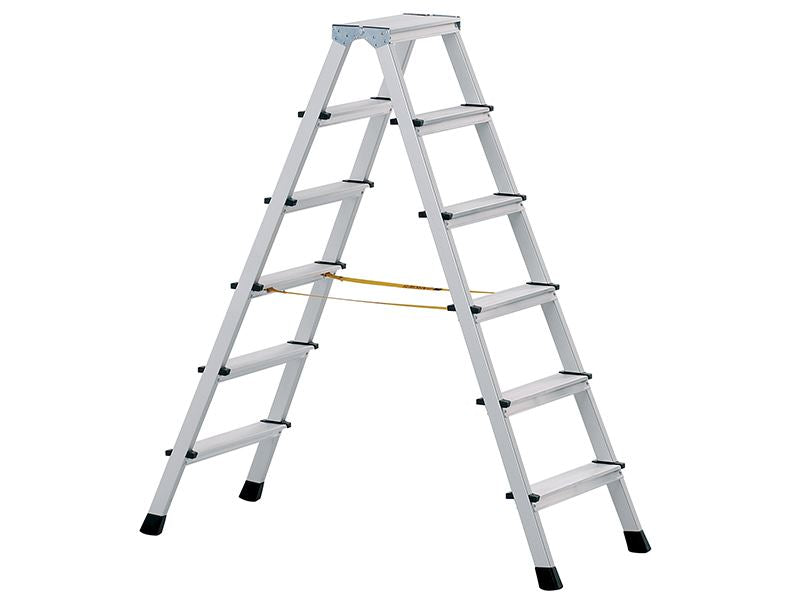 Zarges Anodised Double-Sided Steps, Open 1.43m 2 x 6 Rungs Zarges - Dynamic Drive