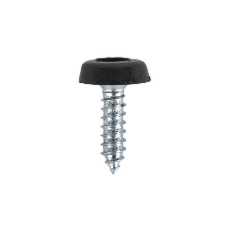 Sealey Number Plate Screw Plastic Head 4.8 x 18mm Black Pack of 50 PTNP3 Sealey  - Dynamic Drive