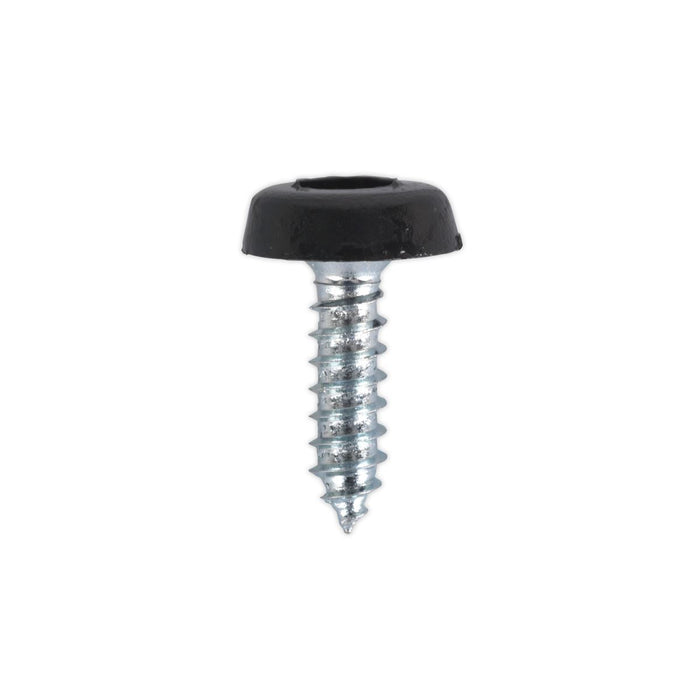 Sealey Numberplate Screw Plastic Enclosed Head 4.8 x 18mm Black Pack of 50 PTNP3 Sealey - Dynamic Drive