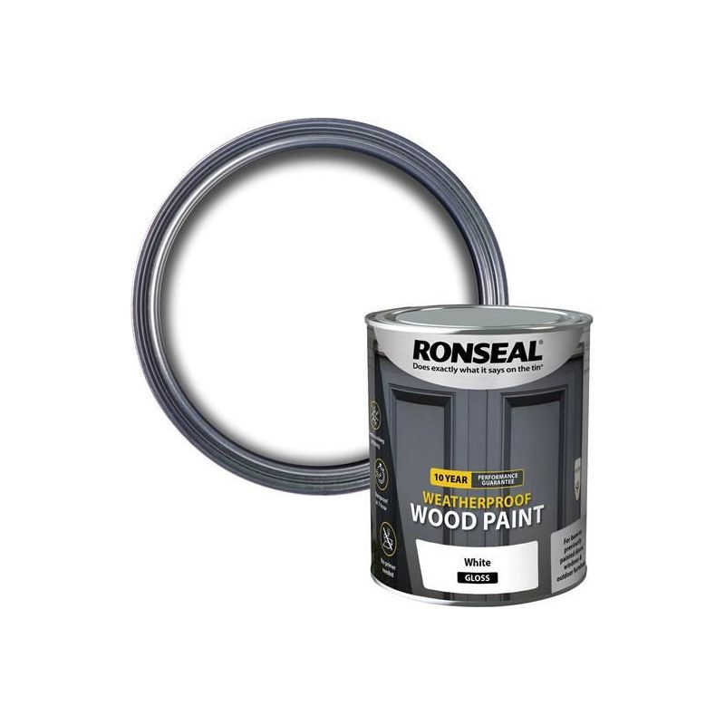 Ronseal 10 Year Weatherproof Wood Paint White Gloss 750ml Ronseal - Dynamic Drive