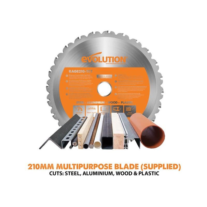 Evolution R210CMS Multi-Purpose Compound Mitre Saw 1200W 240V Evolution - Dynamic Drive