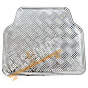 Shiney Shiny Silver Checker Style Design Chrome Look Car Rubber Floor Mats Set Streetwize  - Dynamic Drive