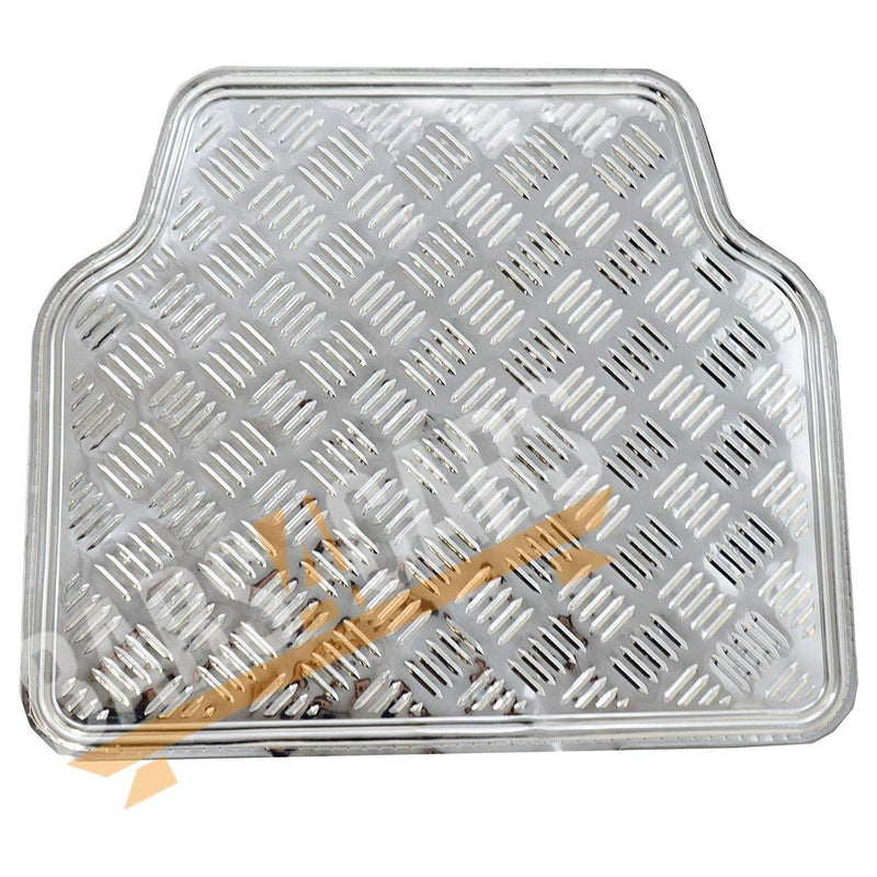 Shiney Shiny Silver Checker Style Design Chrome Look Car Rubber Floor Mats Set Streetwize  - Dynamic Drive