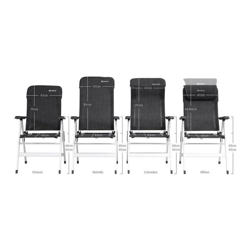 Outwell Ontario Adjustable Folding Camping Caravan Motorhome Chair Charcoal Outwell - Dynamic Drive
