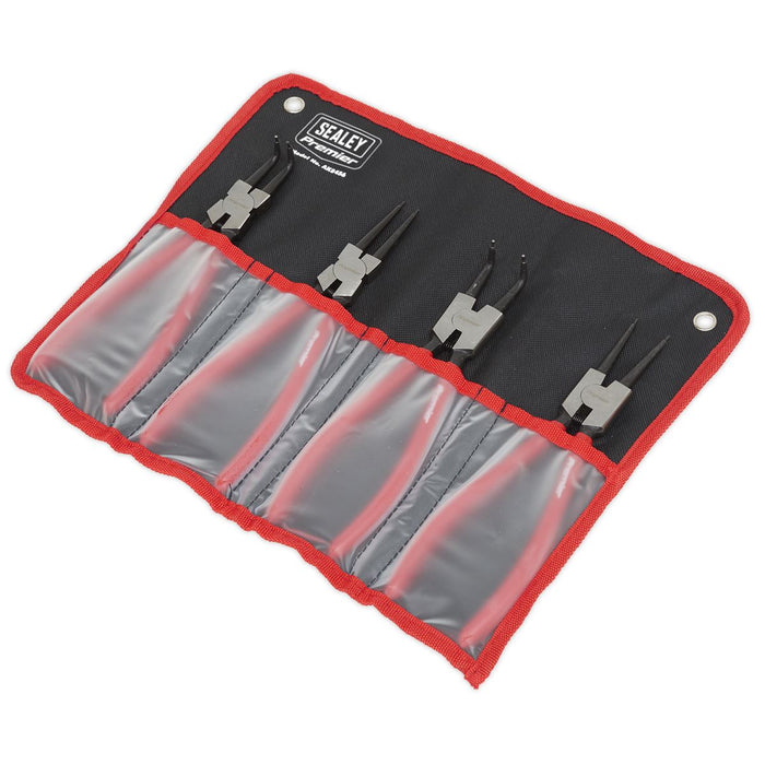Sealey Premier 4pc 230mm Internal External Circlip Pliers Set Bent Nose Straight Sealey  - Dynamic Drive