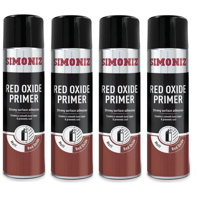 4x Simoniz Red Oxide Primer Acrylic Aerosol Auto Car Spray Paint 500ml SIMP13D Simoniz - Dynamic Drive