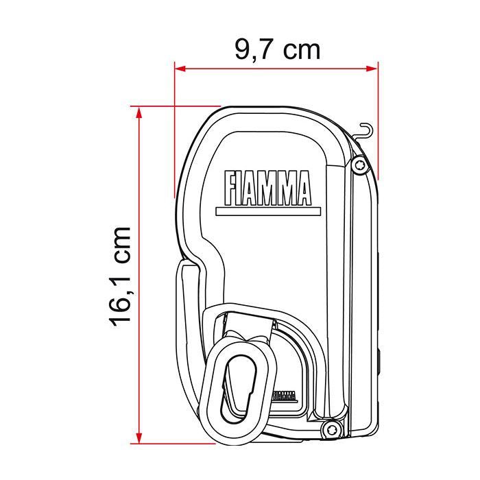 Fiamma F45L Winch Awning 4.5M Polar White Case Royal Blue Fabric Motorhome Fiamma  - Dynamic Drive