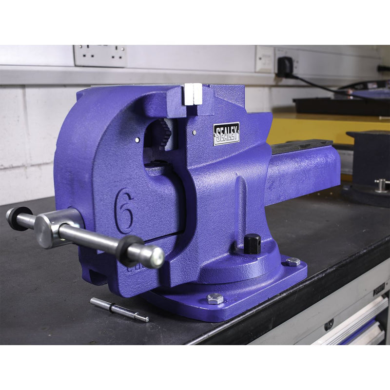 Sealey Vice 150mm Quick Action Swivel Base Cast Iron QAV150 Sealey - Dynamic Drive