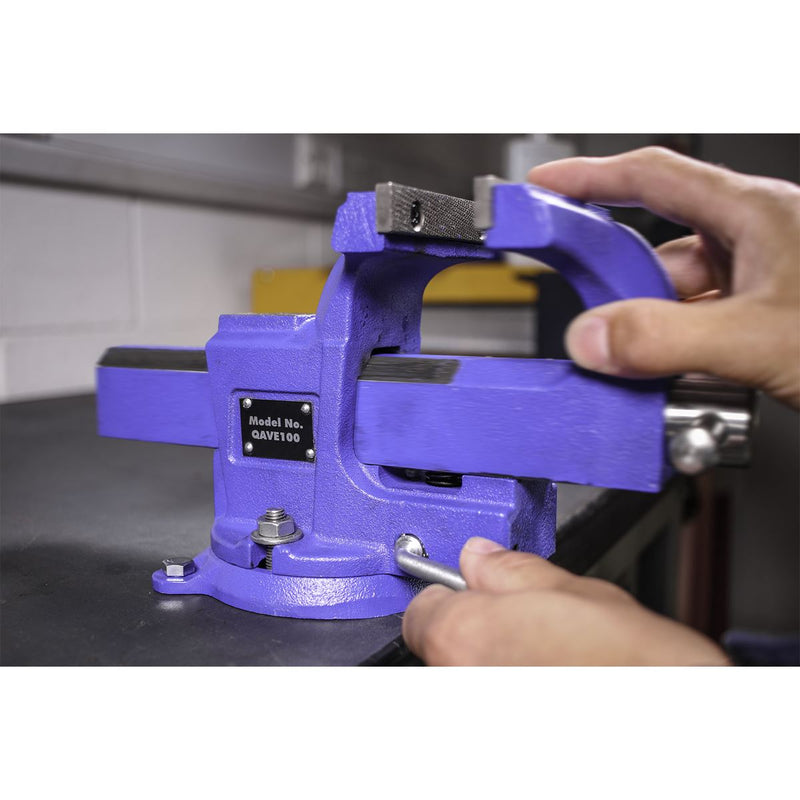 Sealey Vice 100mm Quick Action Swivel Base SG Iron QAVE100 Sealey - Dynamic Drive