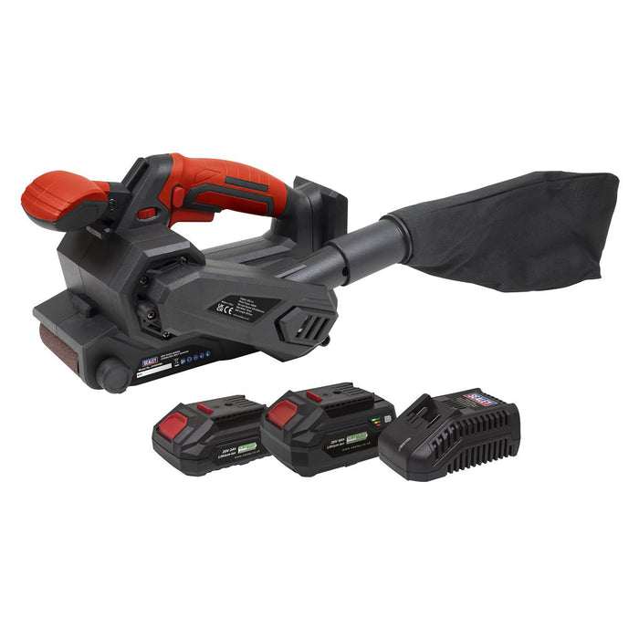 Sealey SV20 Series 76mm Cordless Belt Sander Kit 20V - 2 Batteries CP20VBSKIT Sealey - Dynamic Drive