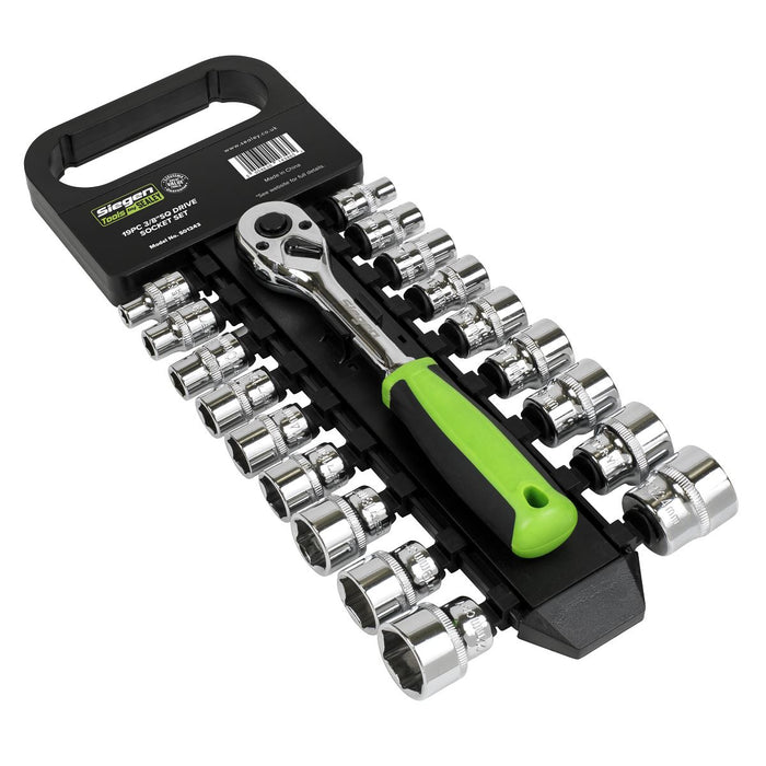 Sealey Socket Set 19pc 3/8"Sq Drive 6pt WallDrive Metric S01243 Sealey - Dynamic Drive