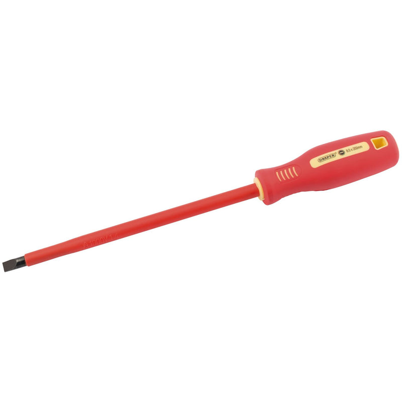 Draper Fully Insulated Plain Slot Screwdriver, 8 x 200mm (Sold Loose) 54273 Draper - Dynamic Drive