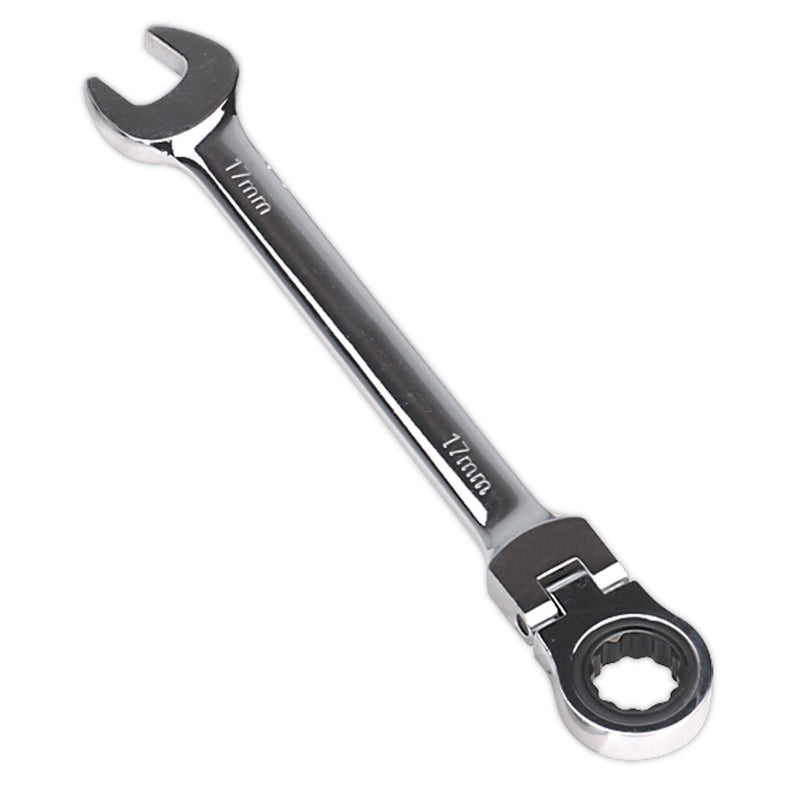 Sealey Flexi-Head Ratchet Combination Spanner 17mm FHRCW17 Sealey - Dynamic Drive