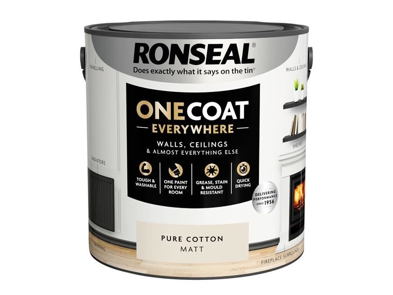 Ronseal One Coat Everywhere Interior Pure Cotton Matt 2.5 litre Ronseal - Dynamic Drive