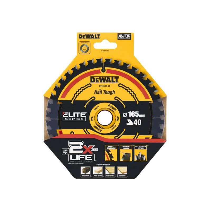 Dewalt Power Tools ELITE™ Series Framing Circular Saw Blade 165 x 20mm x 40T DeWALT Power Tools - Dynamic Drive