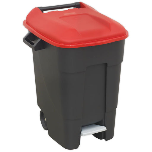 Sealey Refuse/Wheelie Bin with Foot Pedal 100L Red BM100PR Sealey - Dynamic Drive