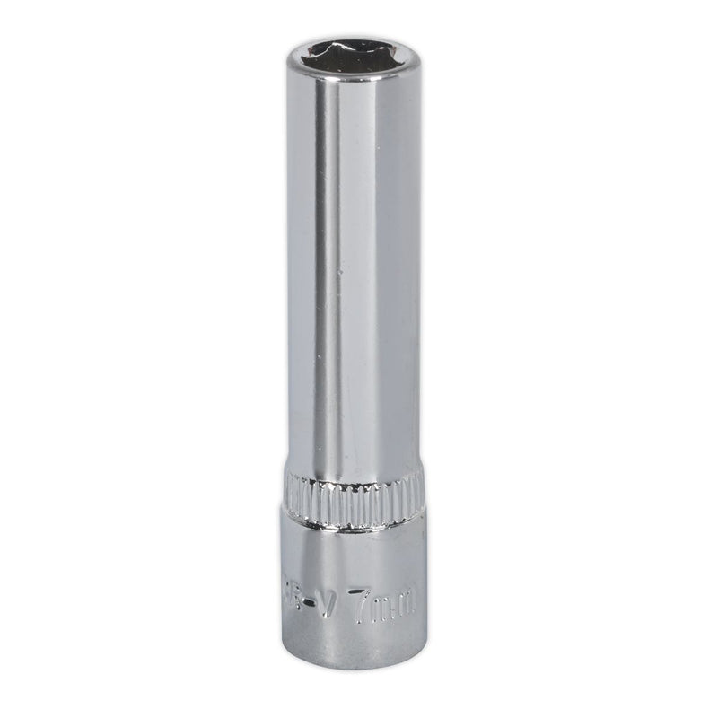 Sealey WallDrive Socket 7mm Deep 1/4"Sq Drive Fully Polished SP1407D Sealey - Dynamic Drive