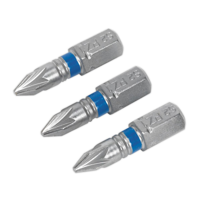 Sealey Power Tool Bit Pozi #1 Colour-Coded S2 25mm Pack O Sealey - Dynamic Drive