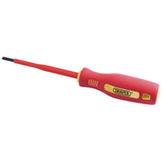 Draper Fully Insulated Plain Slot Screwdriver, 4 x 100mm 46517 Draper - Dynamic Drive