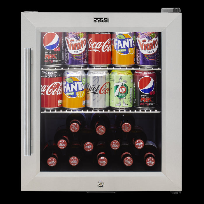 Baridi 50L Tabletop Drinks Fridge Mini Beer Cooler Glass Door Stainless Steel Baridi  - Dynamic Drive