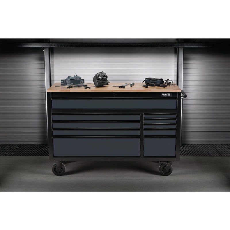 Draper BUNKER Workbench Roller Tool Cabinet, 10 Drawer, 56", Grey 08227 Draper - Dynamic Drive