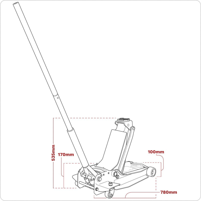 Sealey Low Profile Long Reach Trolley Jack with Rocket Lift 3 Tonne 3000SER Sealey - Dynamic Drive