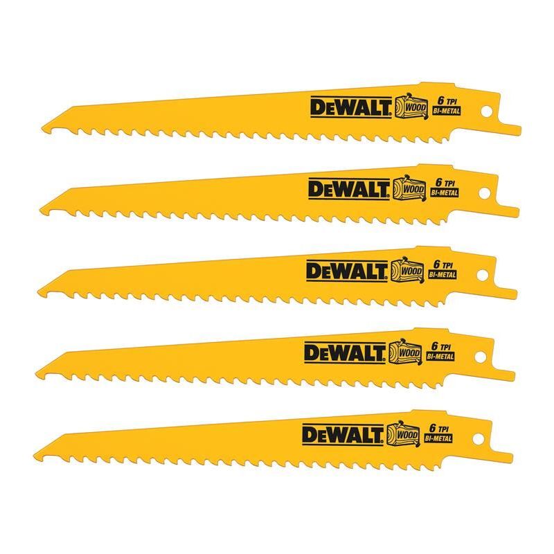 Dewalt Power Tools Bi-Metal Reciprocating Blade for Wood with Nails 152mm (Pack 5) DeWALT Power Tools - Dynamic Drive