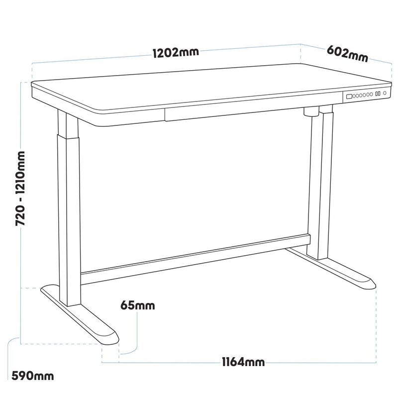 Dellonda Single Motor Electric Desk with Control Panel USB Port & Drawer Dellonda - Dynamic Drive
