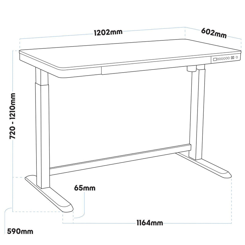 Dellonda Single Motor Electric Desk with Control Panel USB Port & Drawer Dellonda - Dynamic Drive