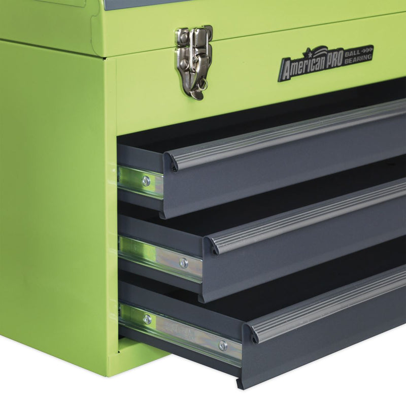 Sealey Tool Chest 3 Drawer Portable with Ball-Bearing Slides Hi-Vis Green/Grey Sealey - Dynamic Drive