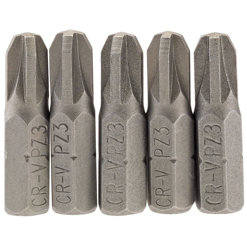 Draper PZ Type Insert Bit, 1/4" Hex, 25mm Long, No.3 (Pack of 5) 64016 Draper - Dynamic Drive