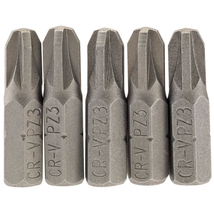 Draper PZ Type Insert Bit, 1/4" Hex, 25mm Long, No.3 (Pack of 5) 64016 Draper - Dynamic Drive
