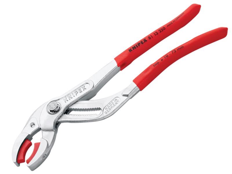 Knipex Plastic Pipe Grip Pliers Plastic Jaws Chrome 250mm - 75mm Capacity Knipex - Dynamic Drive