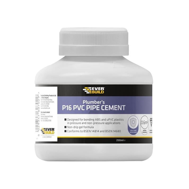 Everbuild Sika P16 Plumber's PVC Pipe Cement 250ml Everbuild Sika - Dynamic Drive